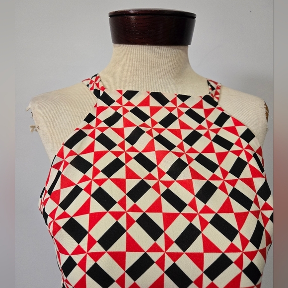 EVA FRANCO Anthropologie Geometric Patterned Halter Dress. Size M - Picture 3 of 15